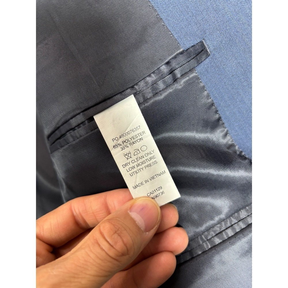 Calvin Klein Mens Sz 44 Slim Fit 3 Piece Suit Blue Blazer Vest Pants 35x31 EUC - Picture 9 of 13